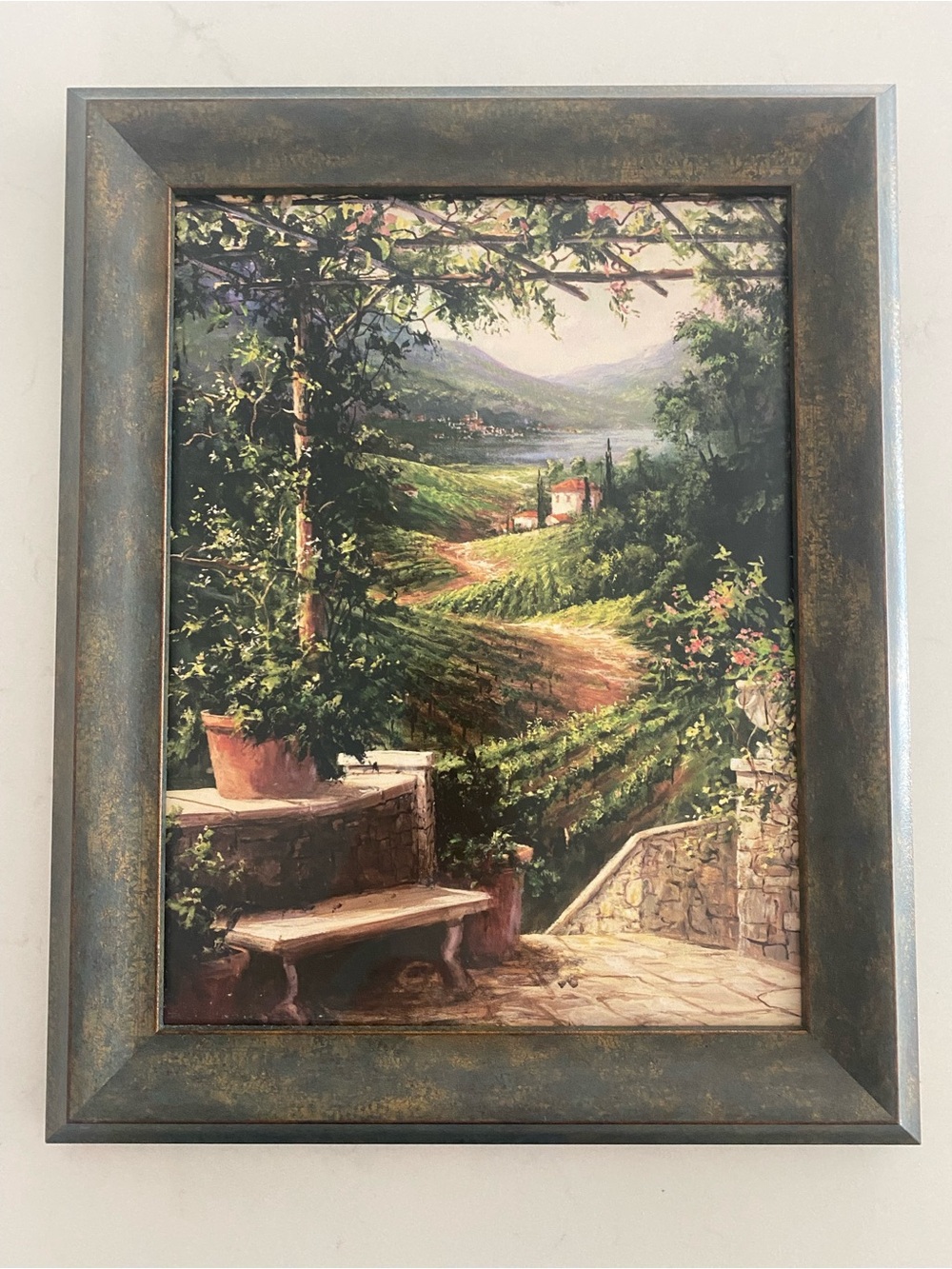 Scenic Vineyard Wall Art in Green and Brown - Unbranded